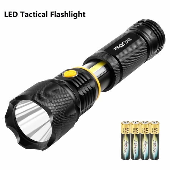 TORCHSTAR Multi-purpose LED Flashlight, Floodlight + Spotlight, Magnetic Base, Battery Operated Work Light, Cree LED Chips, Skid-resistant Handgrip
