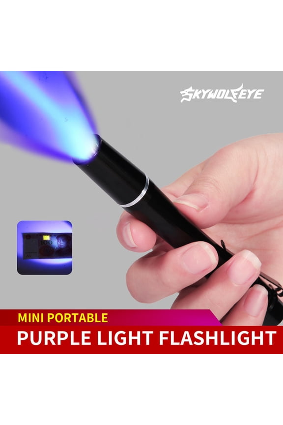 LED Flashlight Blacklight Inspection Lamp, QQZ 395 nM Violet Light for Banknotes Invoices, Portable Aluminum Alloy UV Torch for Forensic Anti-Counterfeit