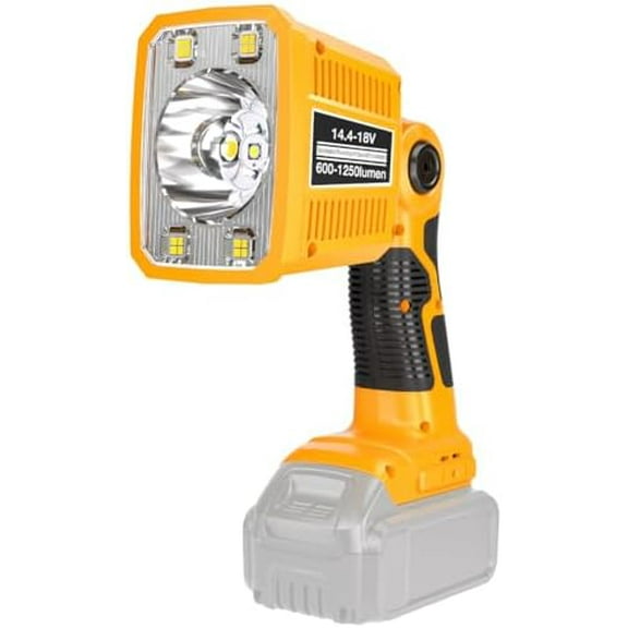 LED Flashlight for Dewalt 20V Max Battery, 1250 Lumens Work Light with USB Charging Port, 18W Spotlight with 110 Rotating Head, Bright Jobsite Light for Indoor/Outdoor (Tool Only)