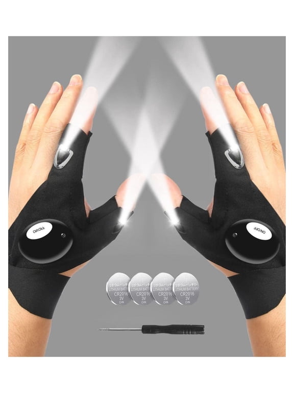 LED Flashlight Gloves - Dad Gifts from Daughter Son, Men's Birthday Gifts, Fishing Repair Camping Gear, Cool Gadget for Husband Boyfriend, Waterproof Finger Lights