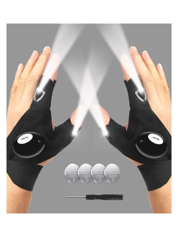 LED Flashlight Gloves - Dad Gifts from Daughter Son, Men's Birthday Gifts, Fishing Repair Camping Gear, Cool Gadget for Husband Boyfriend, Waterproof Finger Lights
