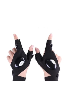 LED Flashlight Gloves, Father Day Gifts for Husband Dad Men, Hands-Free LED Light Gloves, Cool Gadgets Tools for Fishing Camping Repairing, 1 Pair Black