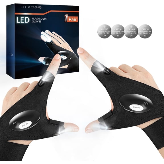 LED Flashlight Gloves,Fathers Day Dad Gifts from Daughter Son Wife,  for Men Boyfriend Husband Him, Finger Lights  for Camping Fishing Repairing and night running