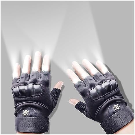 LED Flashlight Gloves, Half Finger Lighted Gloves Gifts for Men Women, Flashlight Gloves with 8 LEDs Stocking Stuffers Cool Gadgets Christmas Birthday Gifts for Men and Women$$
