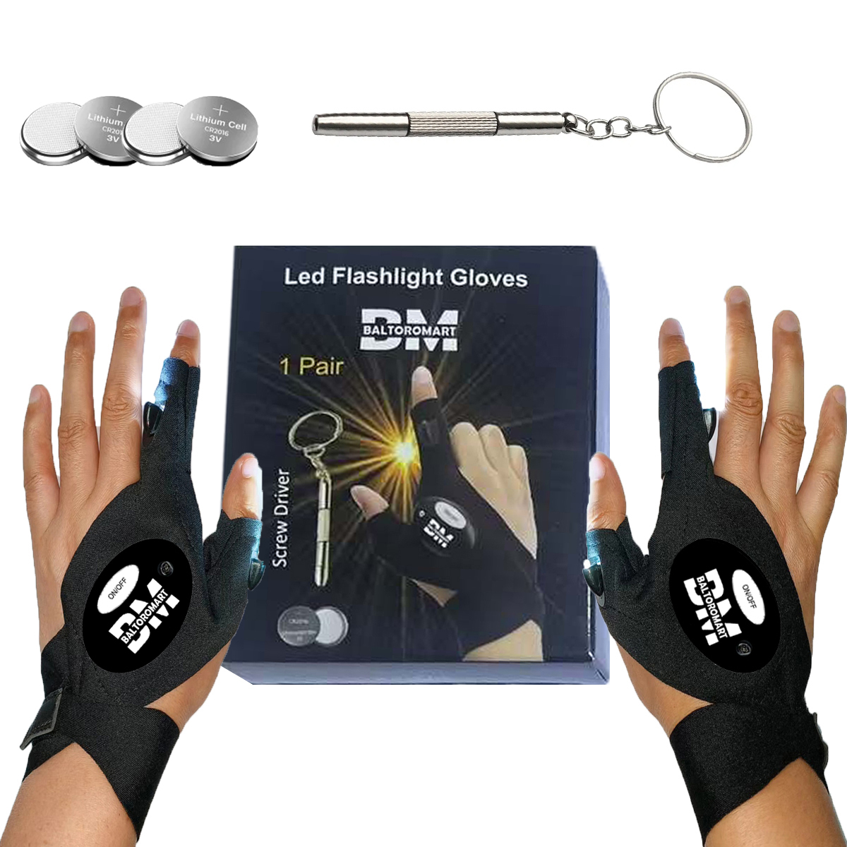 LED Flashlight Gloves HandsFree Flashlight Gloves Gifts for Men Light
