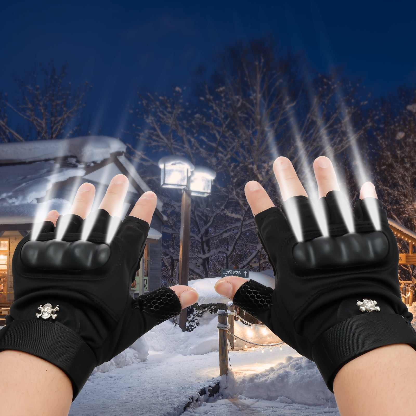 LED Flashlight Gloves Hands Free Half Finger Lighted Gloves