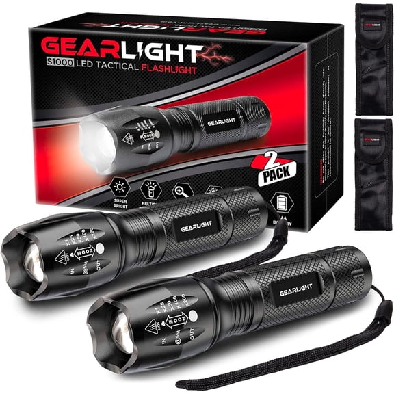 LED Flashlight High Lumens, Mini Tactical LED Flashlight 2 Pack, 5 Modes Zoomable Beam, Battery Powered (Batteries Not Included) for Camping, Hunting, Home & Emer ncy, Compact Small LED Flashlight