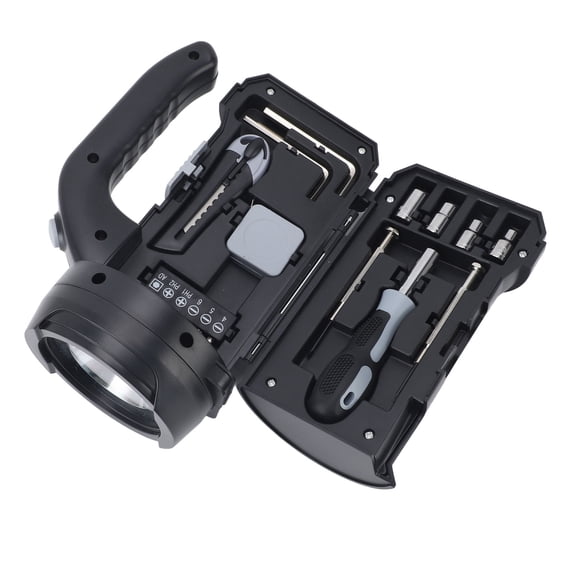 LED Flashlight Household Tool Kit and Hardware Tools Set with Durable Carrying Case for Outdoor Camping Hiking Emergency and Daily Home Repair Tasks (17 Essential Pieces / 20 x 10 x 14 cm)