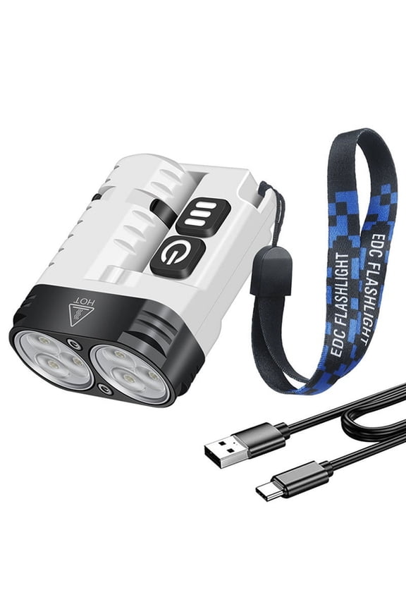 LED Flashlight Keychain Work Light USB Rechargeable Clip Torch with Magnet for Outdoor Camping Lantern