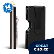 Slim Wallet for Men - RFID Blocking Black Fiber Money Clip & Cash Strap - Minimalist Front Pocket Wallet Wallet Credit C