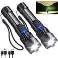 thumbnail image 1 of 990000 Lumen Rechargeable LED Flashlight, Zoomable Flashlight with 7 Modes Camping Hiking Emergencies, 1 of 7