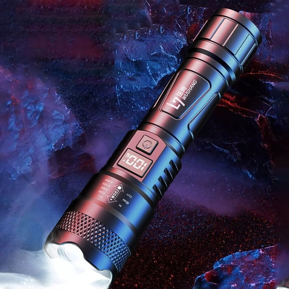 LED Flashlight Rechargeable with Digital Battery Display, High Lumens Long Range Zoom, USB C Work Light for Camping, Emergency, Outdoor Use