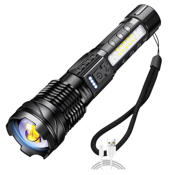 LED Flashlight Torch, Pocket Zoom-Focus Flashlight, Waterproof USB Rechargeable
