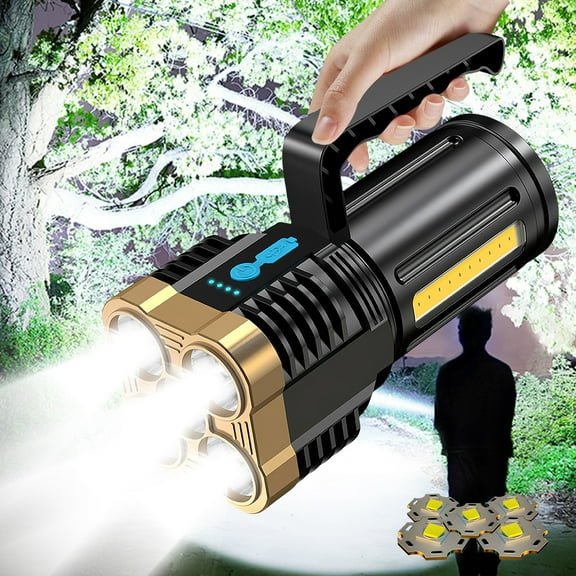 LED Flashlight USB Rechargeable,Modes Lighting,Super Brightest Flashlight with Sidelight and Hooks,Rechargeable Spotlight,Tactical Torch Camping Portable Handheld Flash Light,Hand Lamp