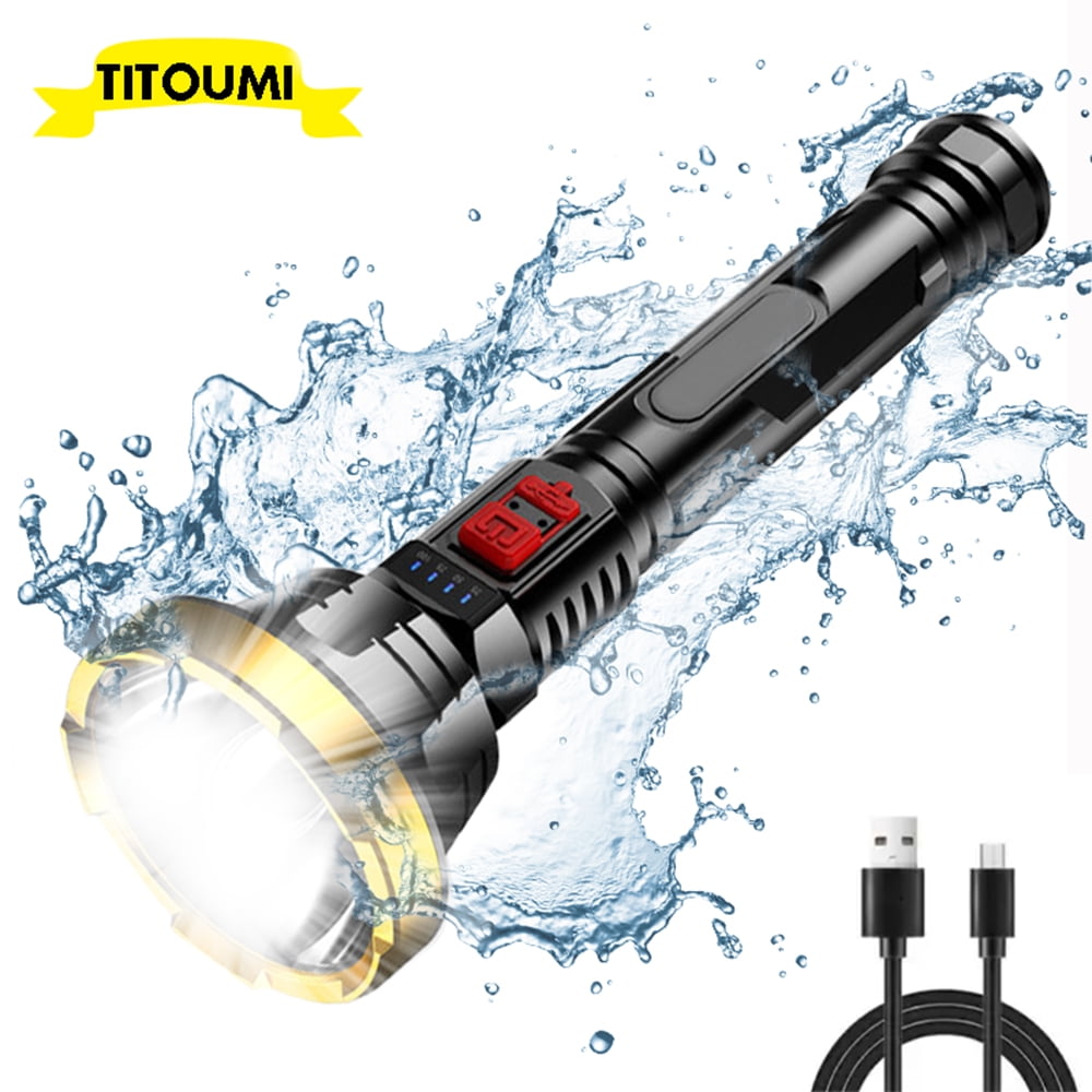LED Flashlight With Intelligent Power Display, IPX6 Waterproof High Lumens Tactical Flashlights