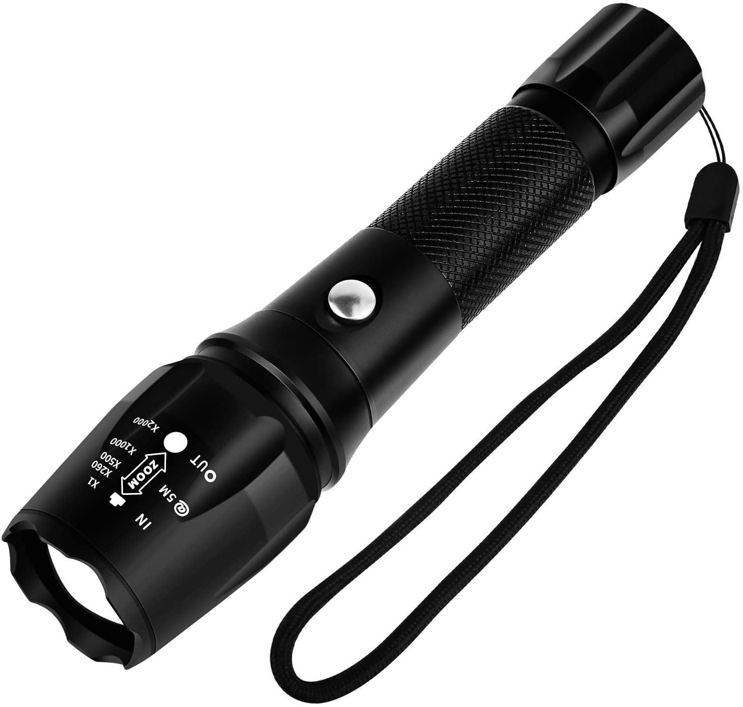 Camping Flashlight, Integral Sealed Portable 5 Lighting Modes Non Slip  Telescopic Zoom LED Torch for Emergency