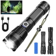 LED Flashlights, 101000 Lumen Super Bright Tactical Flashlight, Rechargeable Flash Light, 5 Modes Zoomable Waterproof Flash Lights for Emergency, Camping, Hiking, Outdoor, Home