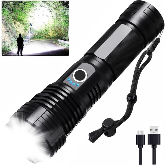 LED Flashlights High Lumens Rechargeable, 90,000 Lumens Brightest Handheld Flashlight, 5 Modes Multifunctional Flash Light Flashlight for Camping