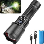 LED Flashlights, High Powered 10000 Lumens Super Bright Tactical Flashlight, Rechargeable, 5 Modes Zoomable Waterproof Flash Lights for Emergency, Outdoor, Home, Camping, Hiking