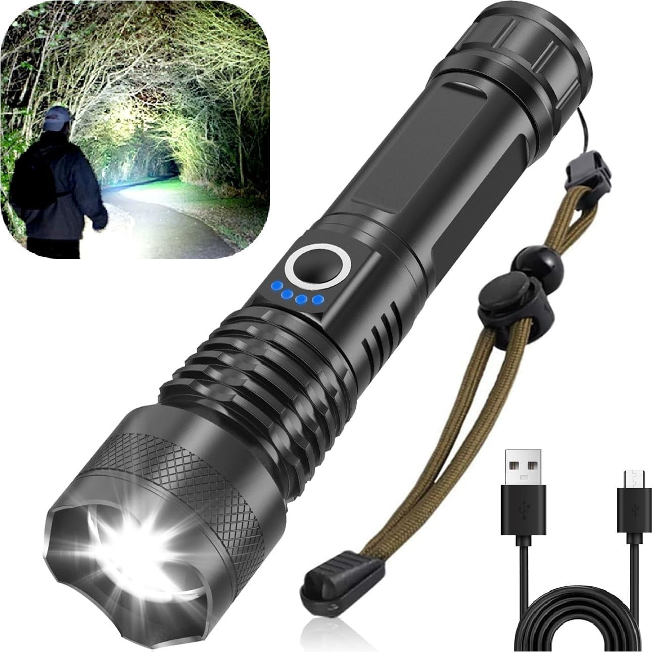 LED Flashlights, High Powered Lumens Super Bright Tactical Flashlight, Waterproof Flash Lights for Emergency, Outdoor, Home, Camping, Hiking