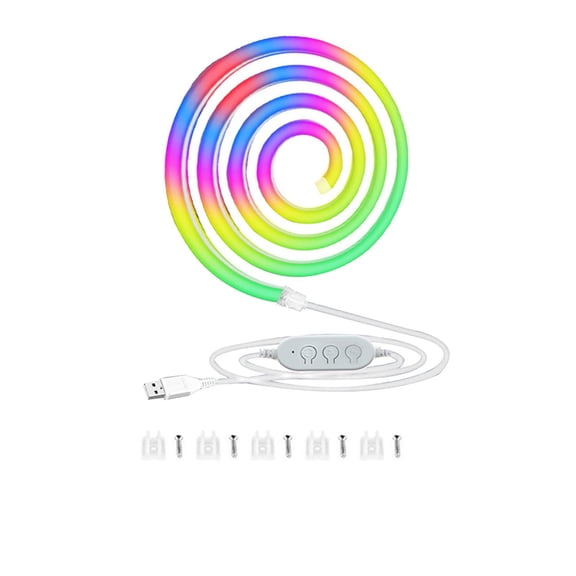 LED Flexible Neon Strip with Bluetooth App Control and Music Sync - Ideal for Home Mood Lighting, Infrared Remote, 25 Modes, Cuttable for Custom Install