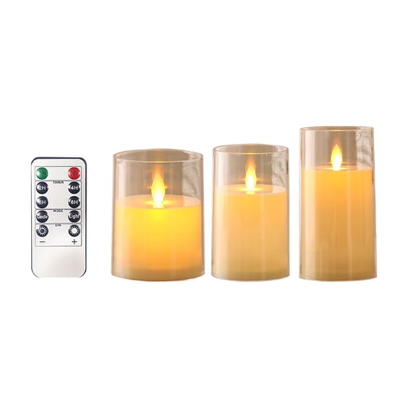LED Flickering Flameless Candles, Ivory White Moving Wick Electronic Candles with Remote Control, Set of 3 Battery Operated LED Candle Lights for Home Wedding Party Festival Decoration
