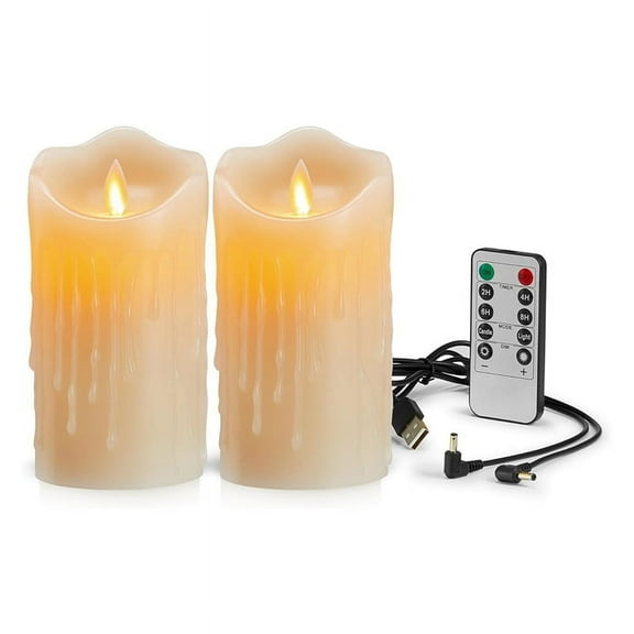 LED Flickering Flameless Candles,Rechargeable Candle,Real Wax Candles with Remote Control,Electronic Waving Lamp Tears