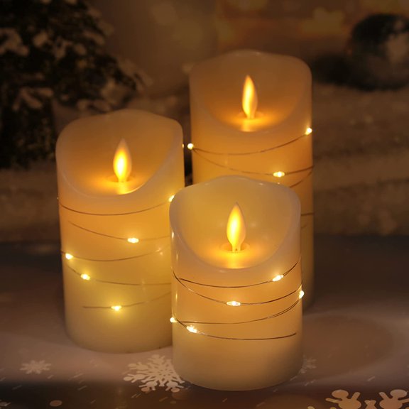 LED Flickering Flameless Candles with Remote Battery Operated Fairy Lights for Bedroom Decor Aesthetic, Fall Home Decor, Fireplace & Holiday Decor (Warm White)$$Tools & Hardware Other
