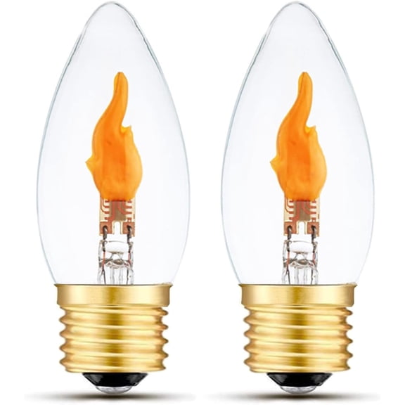 LED Flickering Light Bulbs E26 Flame Effect Bulb Standard Base, Fire Light Bulbs for Halloween Christmas Decoration, 2 Pack