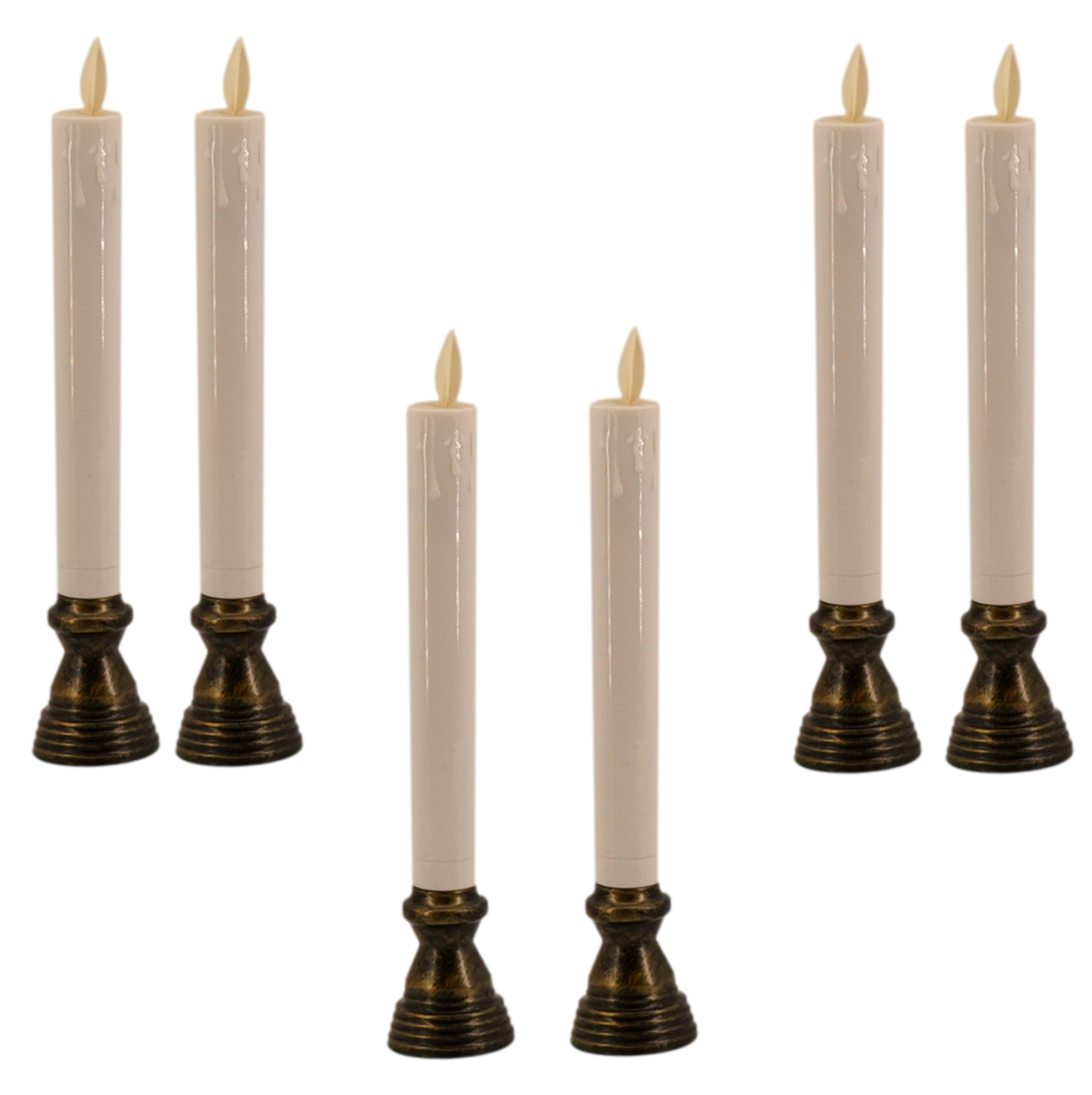 LED Flickering Window Candles with Timer (6 Pack, White, 9 in ea