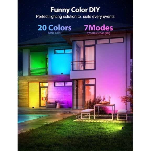 LED Flood Light 400W Equiv, 40W RGB Outdoor Color Changing Stage floodlights with Remote, IP66 Landscape Floor Spotlights, Uplighting Indoor Uplights for Events Party, Timer-DIY Color, 4 Pack