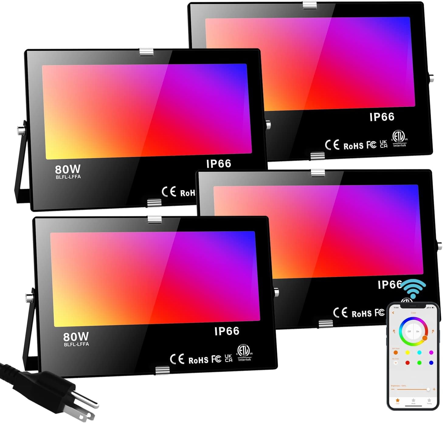 LED Flood Light RGB Color Changing Lights Outdoor Garden Floodlights 35W,   120 Degrees,2 Pack