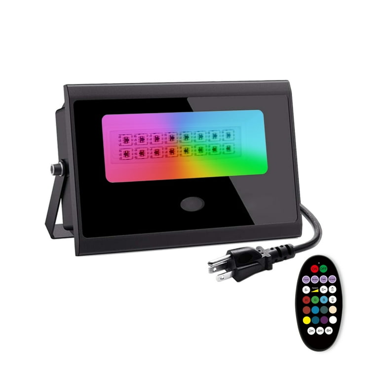 LED Flood Lights RGB Color Changing 20W Equivalent Outdoor with Remote DIY Strobe Mode Timing 4000 Lumens Waterproof