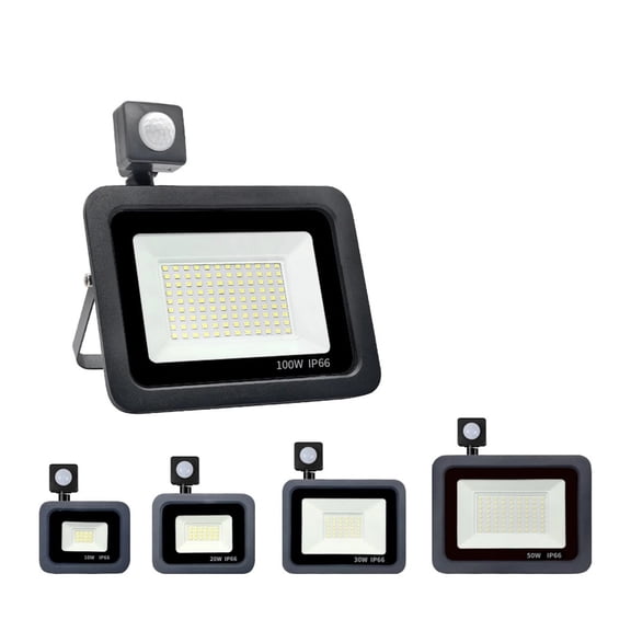 LED Floodlight PIR Motion Sensor 10W 20W 30W 50W 100W 150W Reflector Flood Light Waterproof IP66 Outdoor Induction Lighting