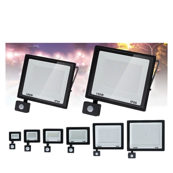 LED Floodlight Spotlights PIR Motion Sensor Outdoor Lights LED 50W Waterproof LED Black Shell Garden Gate Wall Light