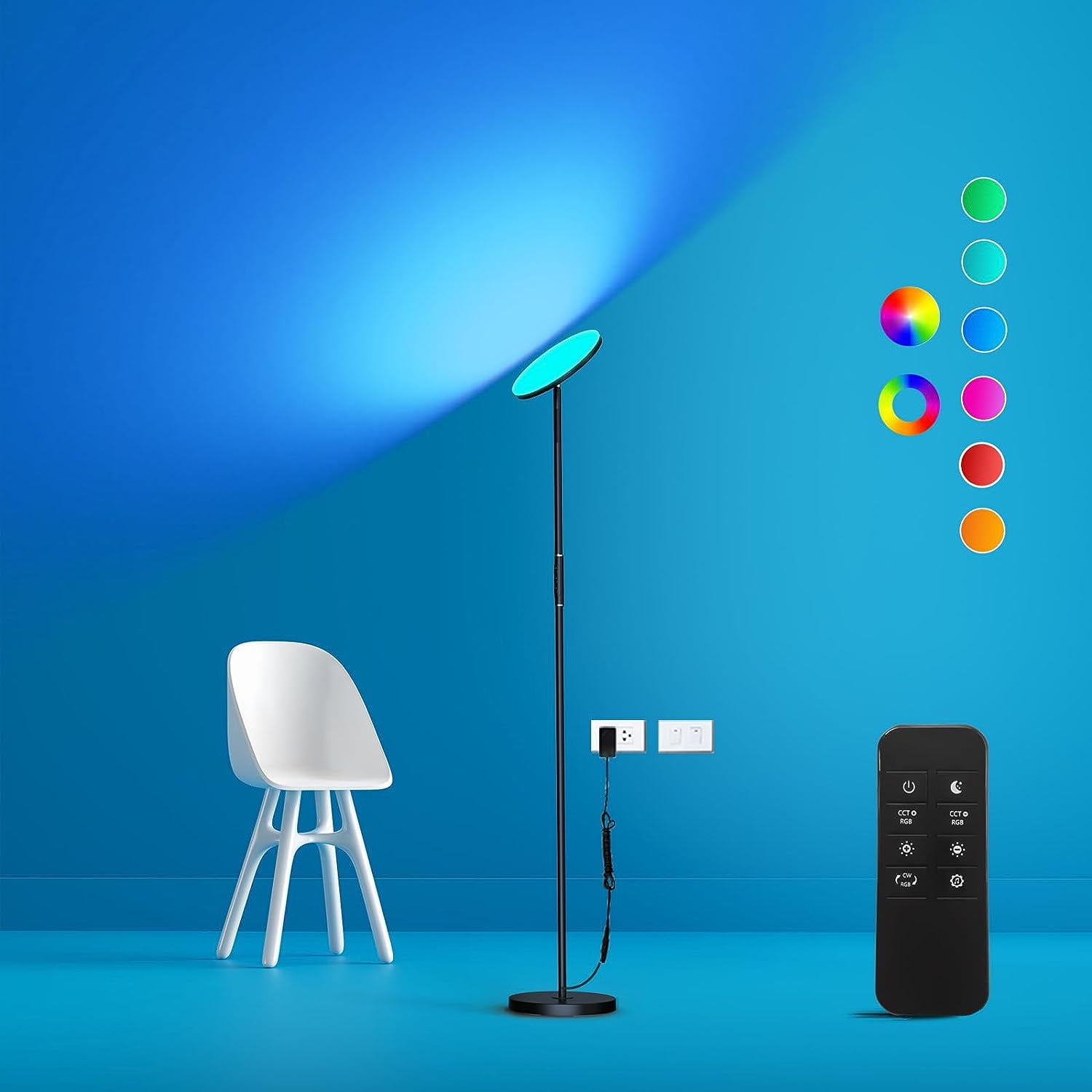 LED Floor Lamp, 18W Bright Floor Lamps Living Room with Remote & Touch