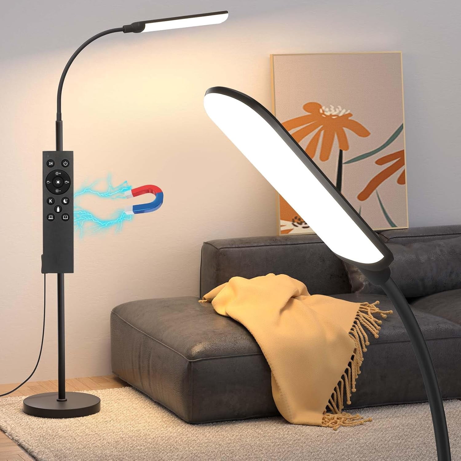 LED Floor Lamp, 18W Super Bright Floor Lamp for Living Room, Adjustable ...