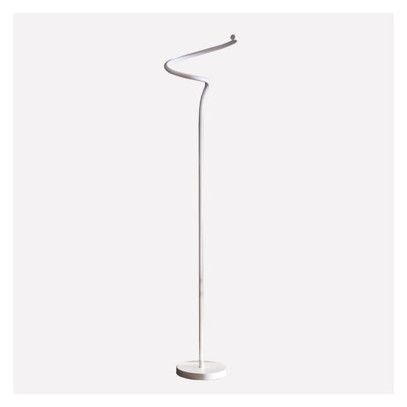 LED Floor Lamp, 52.5-Inch S-Curve Spiral Lamp - Matte White Finish, 3000K Warm White, 1100 Lumens, Energy Efficient, Step-On Switch, Metal Base