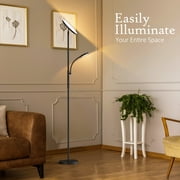 LED Floor Lamp for Bright Living Room Lighting, Dual-Head 27W/2000LM Main & 7W/350LM Side Reading Lamp, 3 Adjustable Colors with Remote & Touch Control
