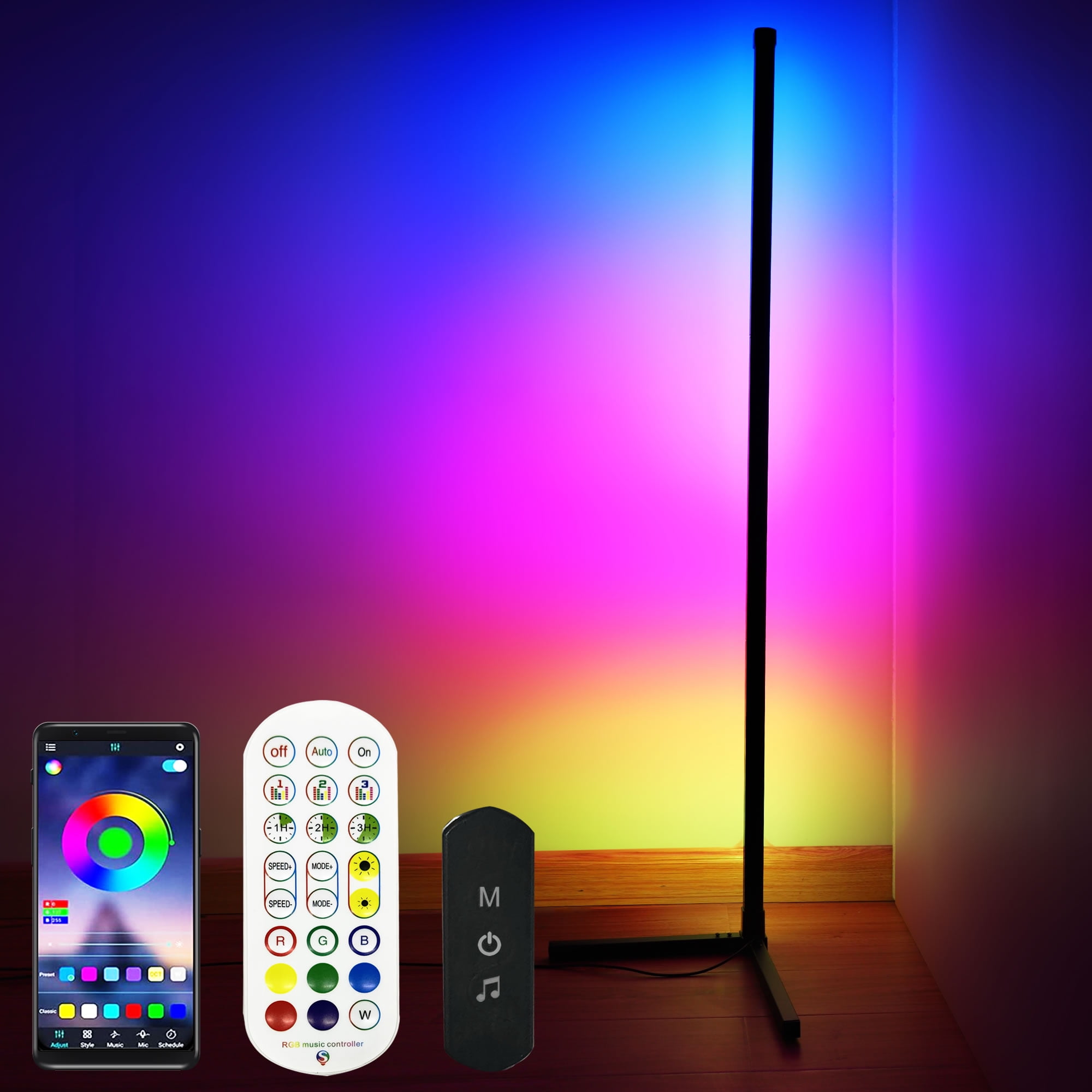 55 RGB Metal Corner Lamp Minimalist LED Floor Lamp - On Sale