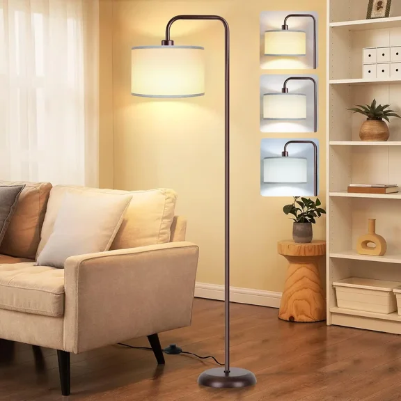 LED Floor Lamp for Living Room, 3 Color Temperature, with Foot Switch, 9W Bulb Included, Oil Rubbed Bronze
