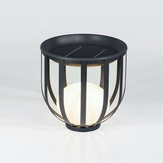 LED Floor Lamp with Tray, Solar Power Plant Stand with Lamp, Outdoor LED Plant Stand Lighing