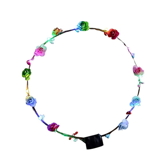 LED Flower Headband Light Up Flower Crown Garland Headband Luminous Floral Headpiece for Women Girls Hair Accessories Birthday Wedding Festival Party