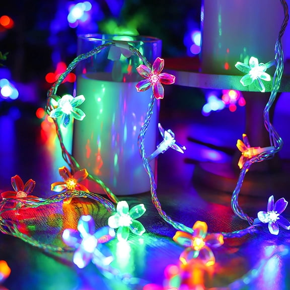 LED Flower String Lights Fairy Lights Battery Operated, Soft Warm Glow Romantic Ambient Lighting Flexible Easy Hanging, Decorative Lights for Bedroom Dorm Party Patio Home Decor