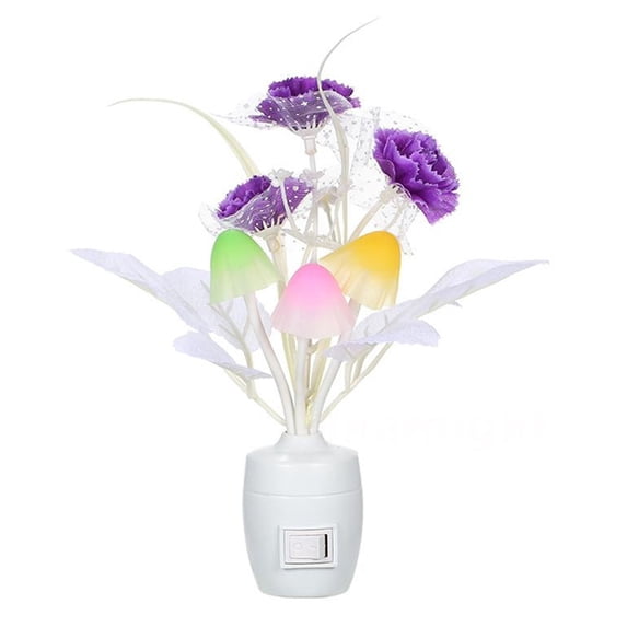 LED Flower Vase Potted Wall Plug-in Light Sensor Color Changing Night Lamp Decor