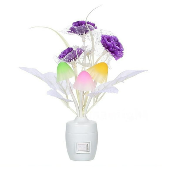 LED Flower Vase Potted Wall Plug-in Light Sensor Color Changing Night Lamp Decor