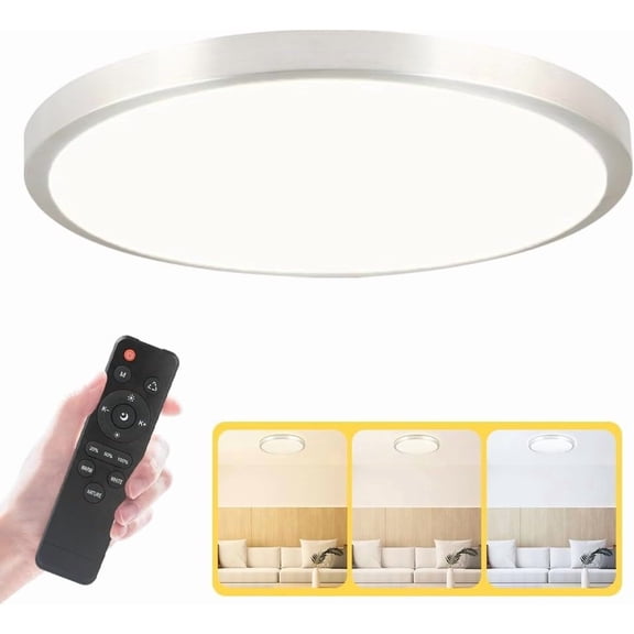 LED Flush Mount 13 Inch Ceiling Lights Fixture with Remote Control,Ceiling Lights Round,Dimmable 24W 2500LM 3000K-6500K Light Color Adjustable, Modern Ceiling Lamp for Kitchen Bedroom