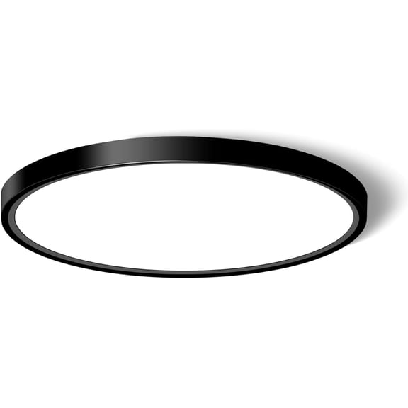 12 inch LED Flush Mount Ceiling Light, 24W 5000K 2300LM Ultra Thin Panel Light, Low Profile Surface Mount Fixture for Bedroom Kitchen Bathroom Garage Living Room Lighting