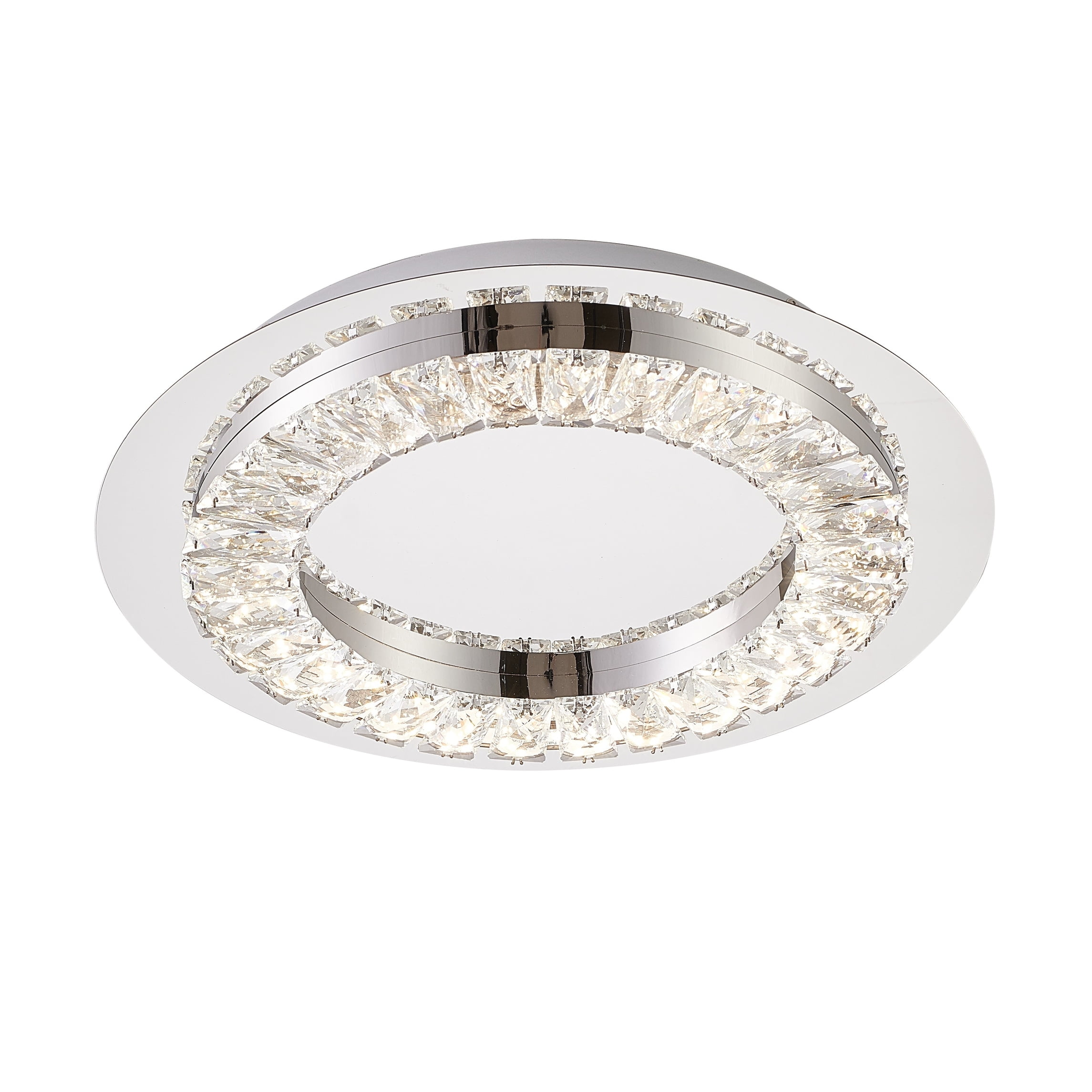 14.9" Chrome LED Flush Mount with Clear Crystal Border