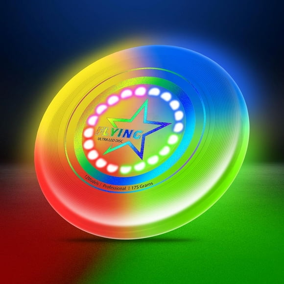 LED Flying Disc Toy for Kids Adults, 7 Dynamic Modes Glow in The Dark Fiying Ring, Light Up Flashing Sport Disc, Cool Sand Beach Toy for Outdoor, Park, Yard, Camping, Toss and Catch Game